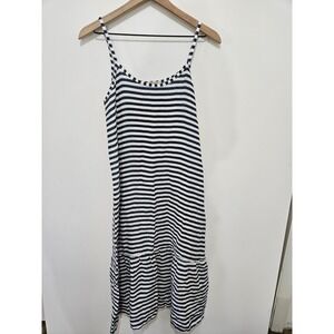 Francesca Bettini Italy Striped Linen Midi Dress Navy White Small 21A520